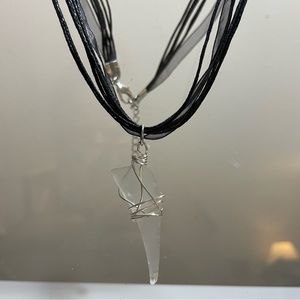 upcycled seaglass silver wrapped pendant